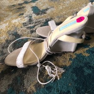 Betsy Johnson wedge wrap heel